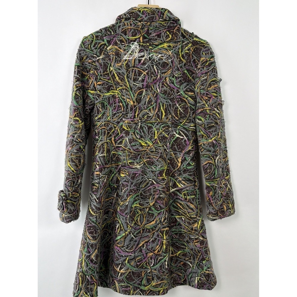 Desigual Textured Coat Womens EU 38 US Small Colorful Boho Abstract - Picture 8 of 14